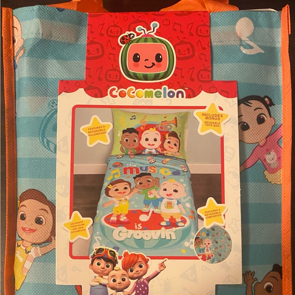 Cocomelon new toddler bedding set includes free tote bags